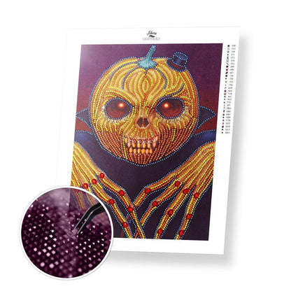 Pumpkin Head Gemstone - Premium 5D Poured Glue Diamond Painting Kit