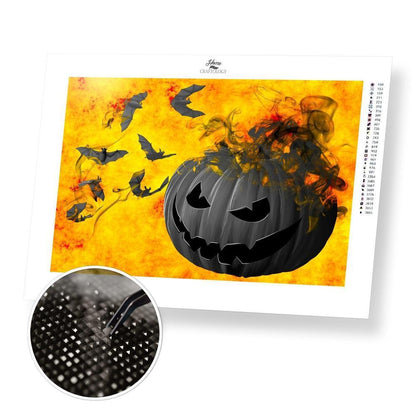 Pumpkin and Bats - Diamond Painting Kit - Home Craftology