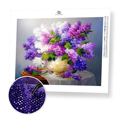 Purple and White Flowers - Diamond Painting Kit - Home Craftology