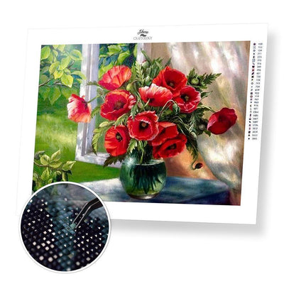 Red Flowers - Diamond Painting Kit - Home Craftology