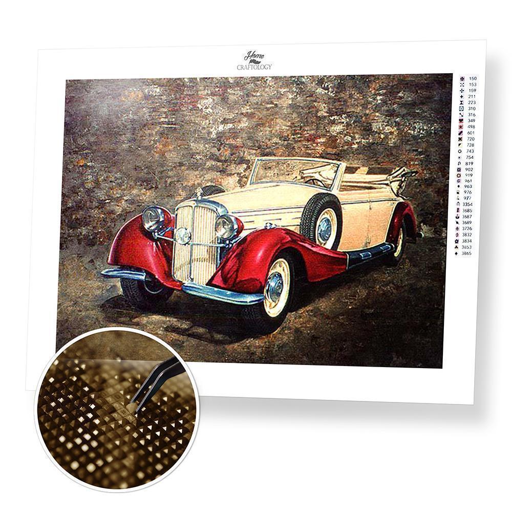 Red and White Vintage Car - Diamond Painting Kit - Home Craftology