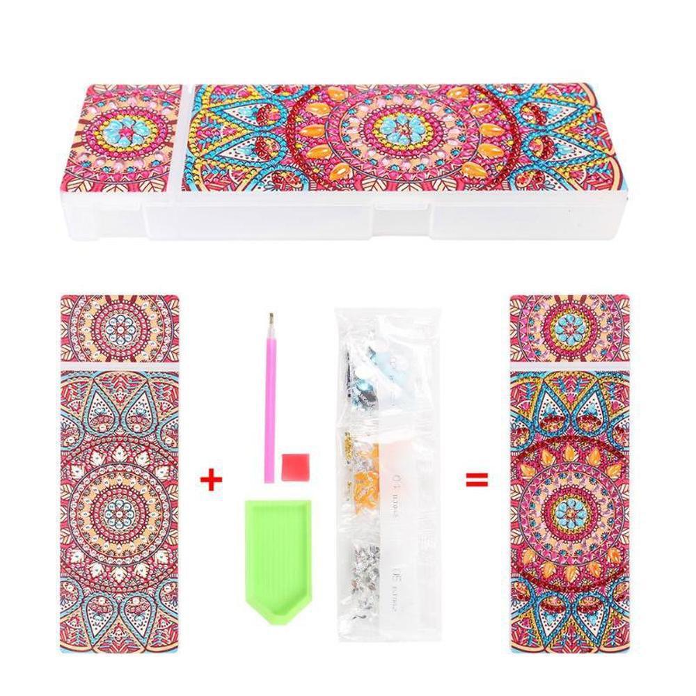 Red Mandala - Diamond Painting Pencil Case