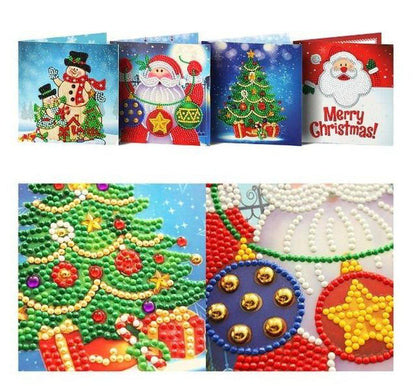 Set of 4 Christmas Greeting Cards Pack D - Diamond Painting Kit - Home Craftology