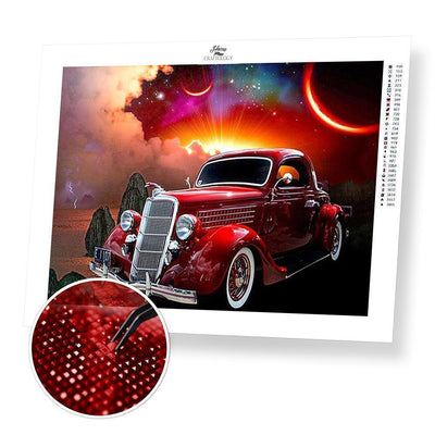 Shiny Red Vintage Car - Diamond Painting Kit - Home Craftology