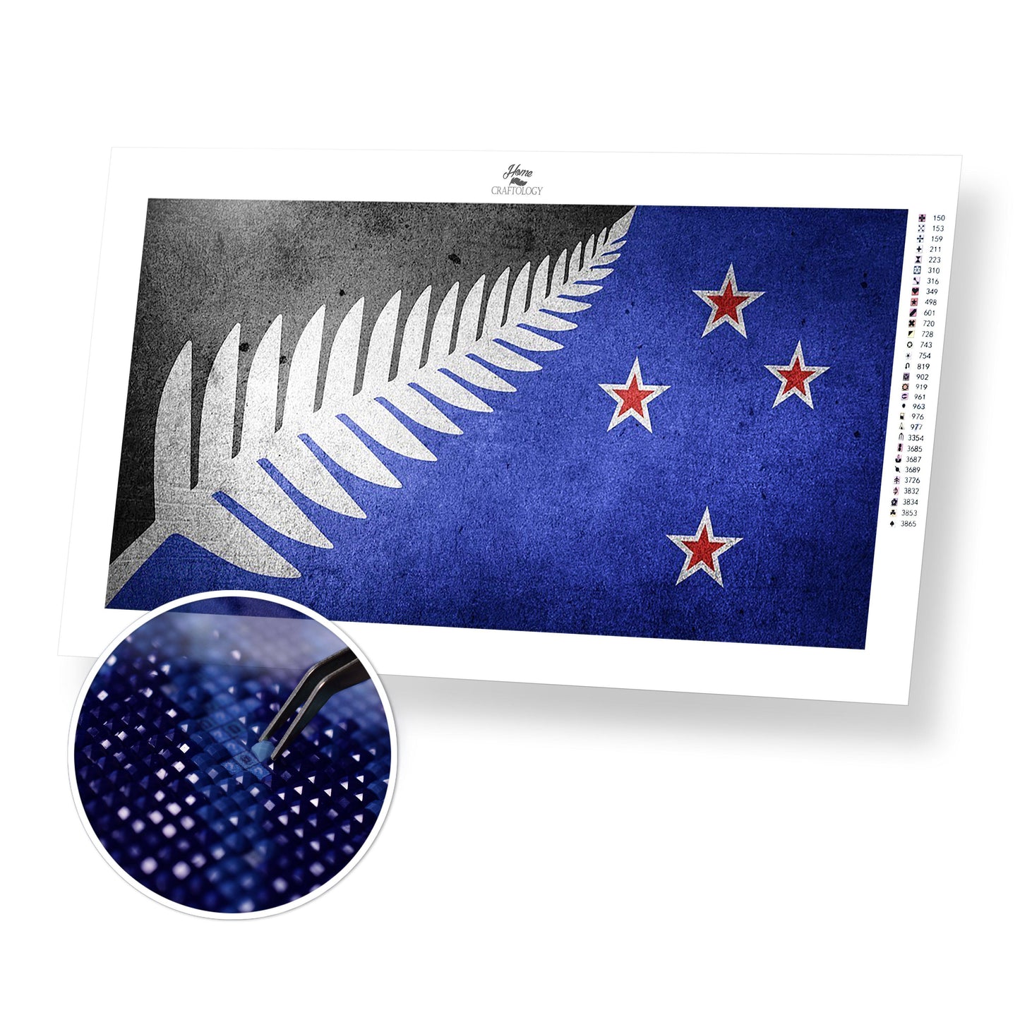 Silver Fern Flag - Premium Diamond Painting Kit