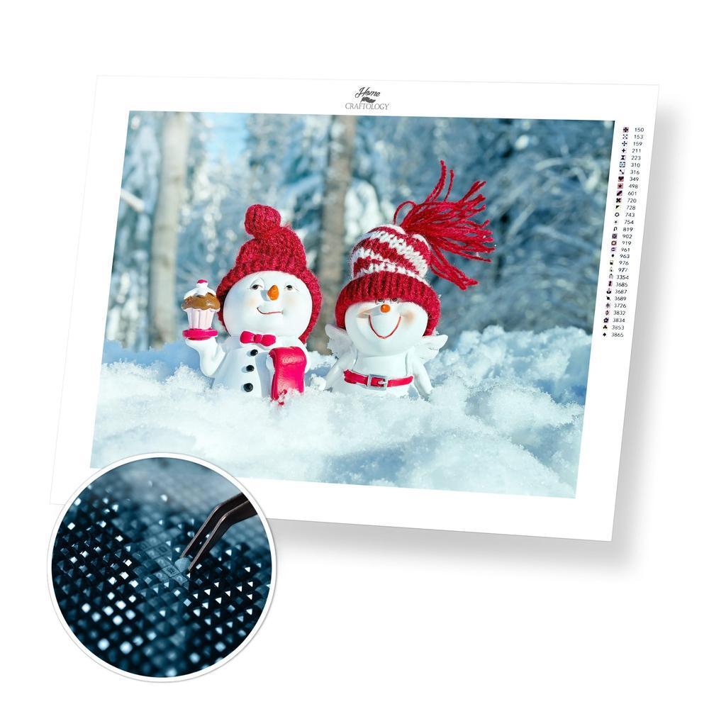 Snowmen Chilling in Snow - Premium Diamond Painting Kit