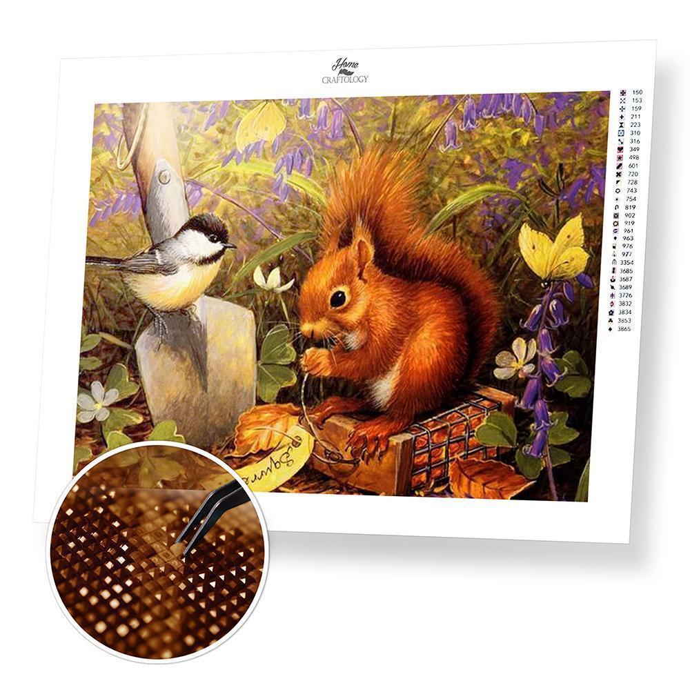 Squirrel and Bird - Diamond Painting Kit - Home Craftology