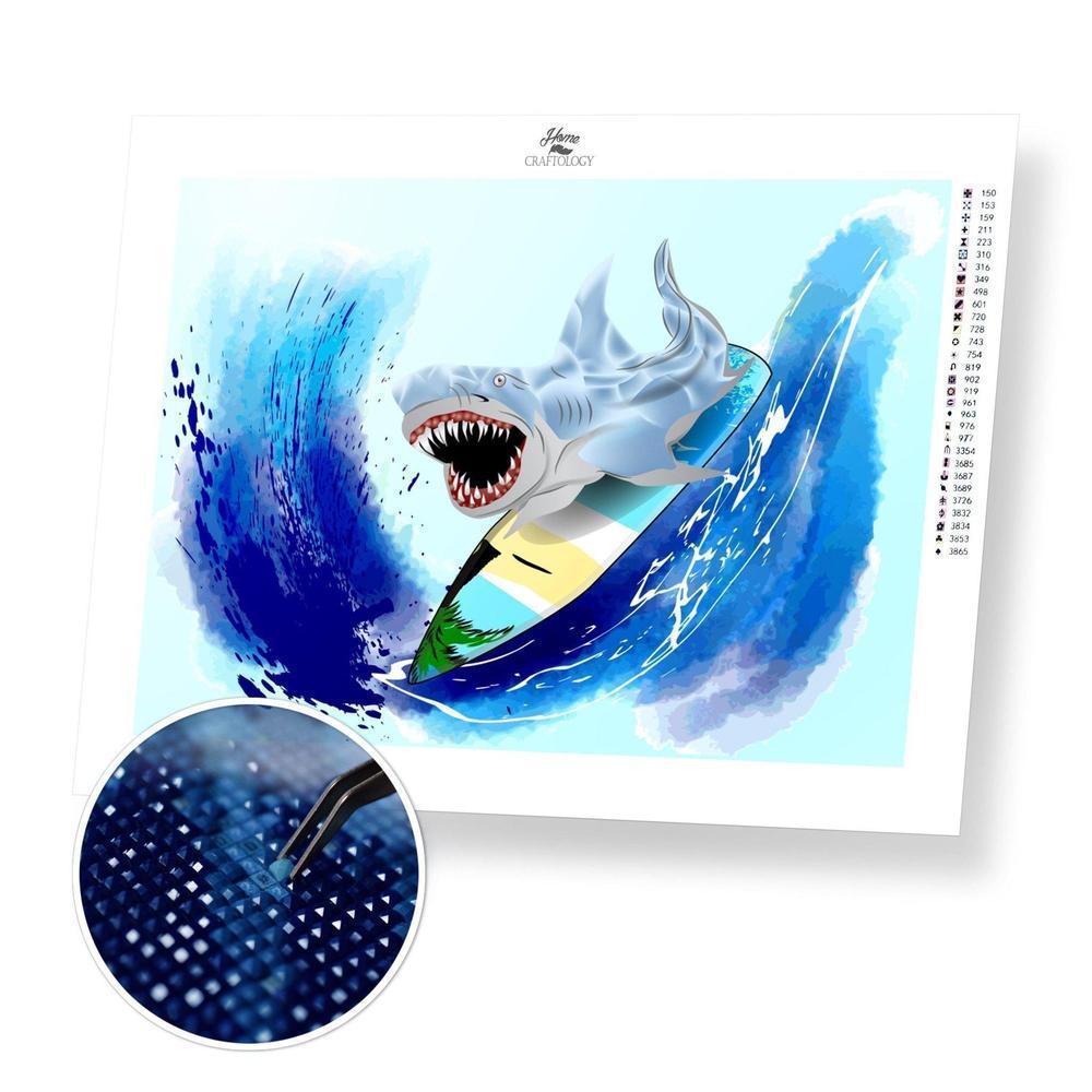 Surfing Shark - Diamond Painting Kit - Home Craftology