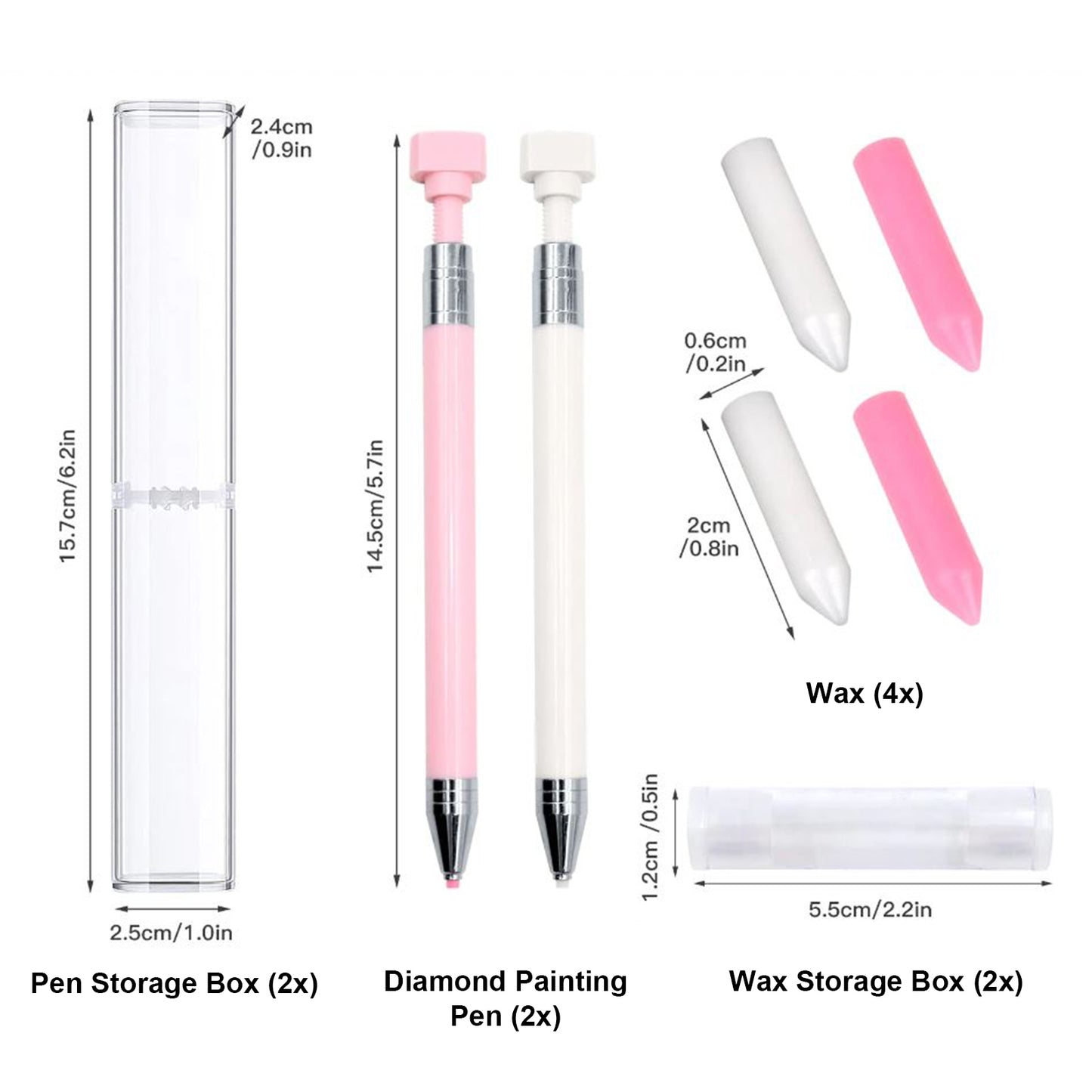 2pcs Refillable Diamond Painting Wax Pen with Case