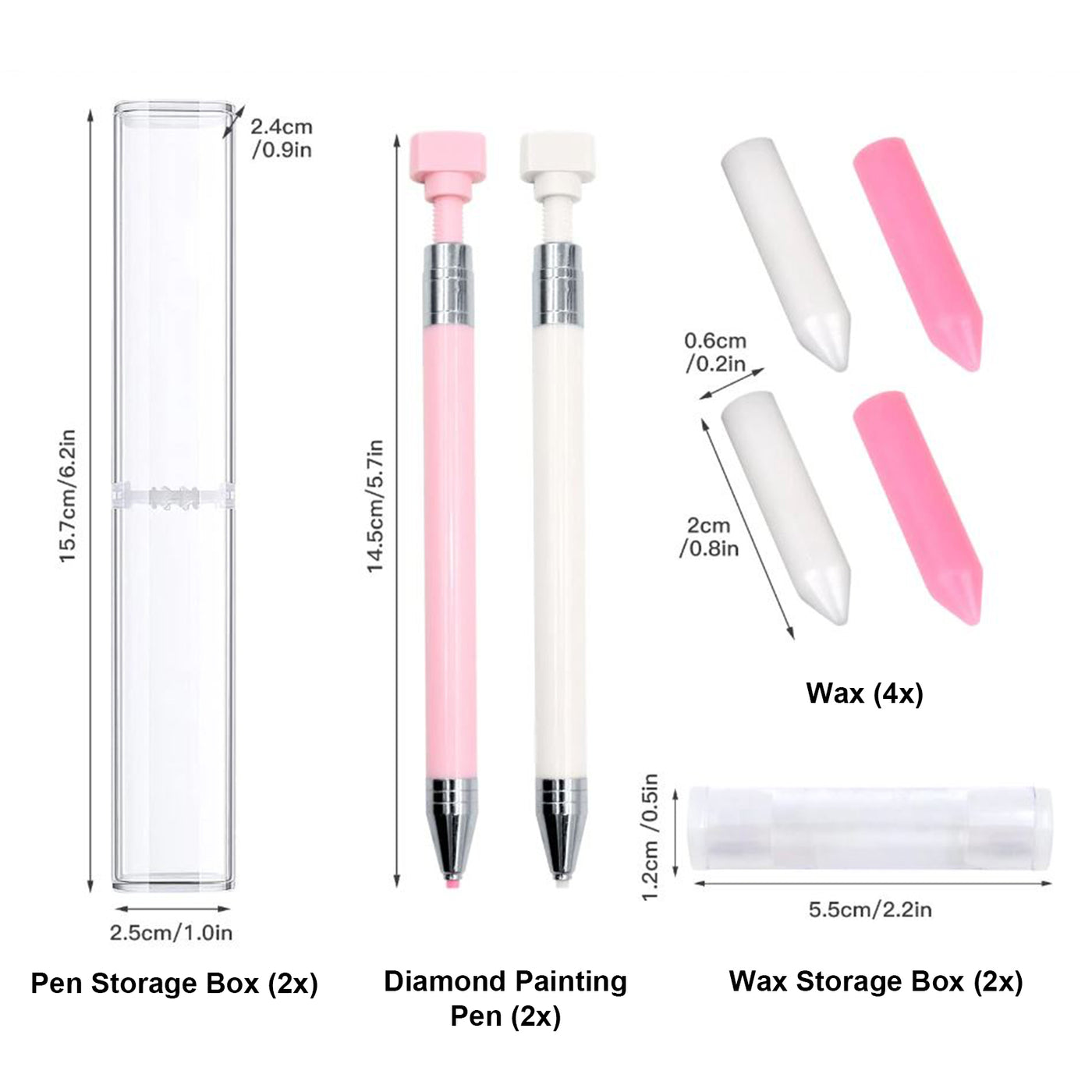 2pcs Refillable Diamond Painting Wax Pen with Case