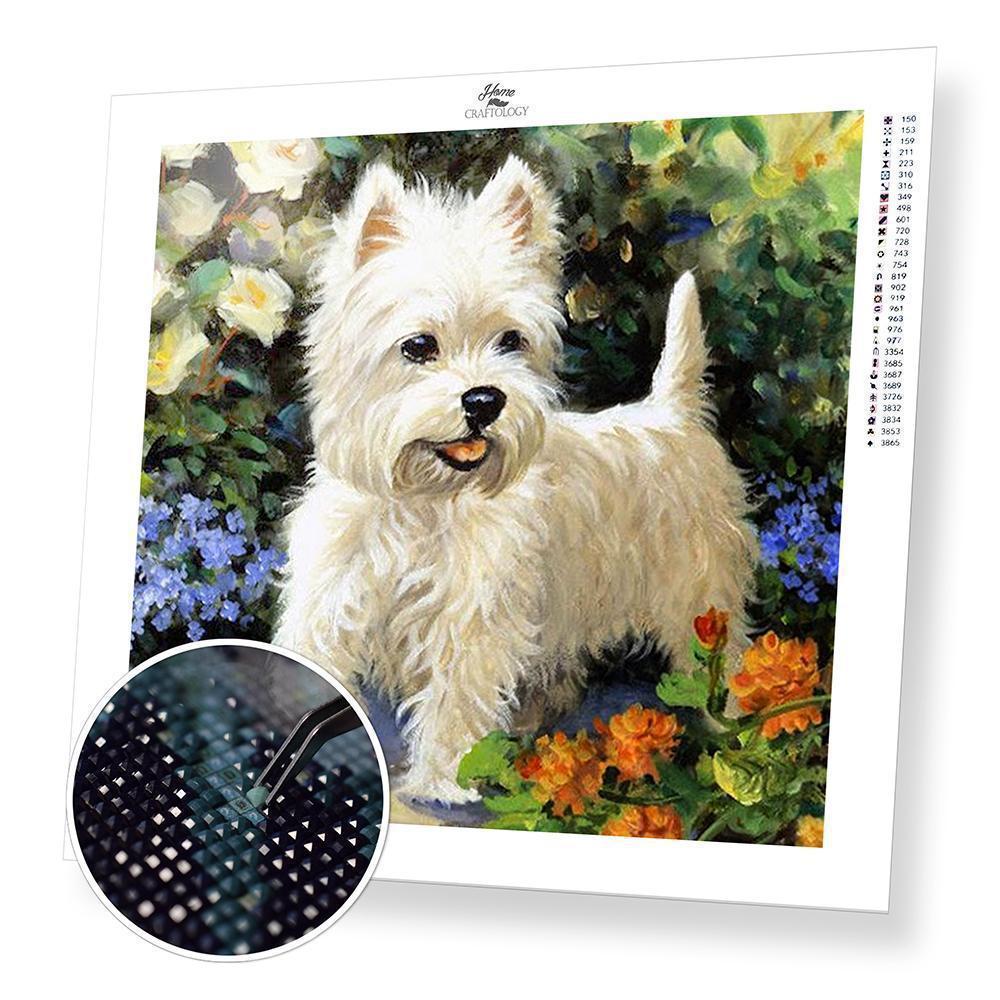 White Dog - Diamond Painting Kit - Home Craftology