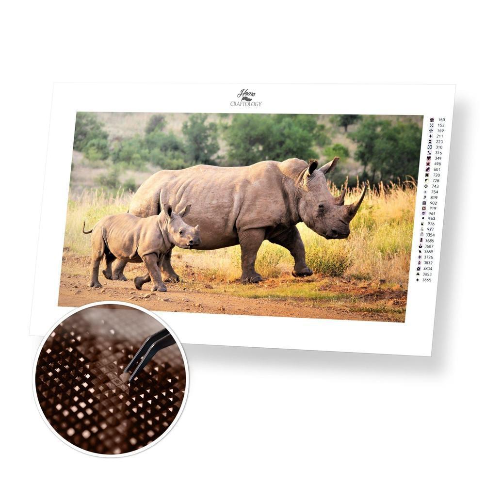 White Rhinos - Diamond Painting Kit - Home Craftology