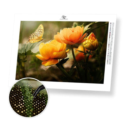 Yellow Flowers and Butterflies - Diamond Painting Kit - Home Craftology
