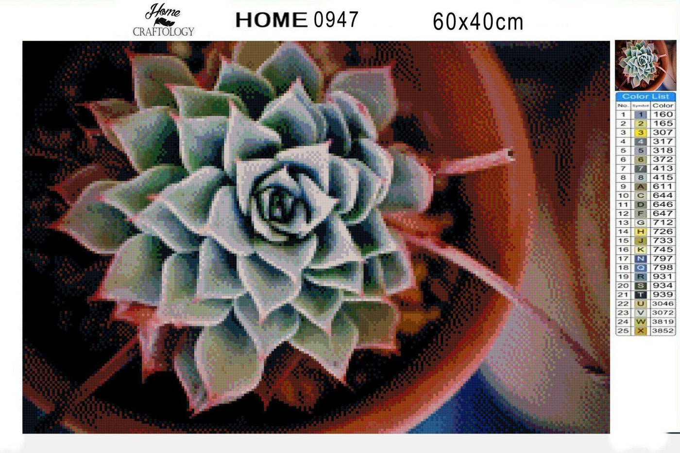 Afterglow Succulent - Diamond Painting Kit - Home Craftology