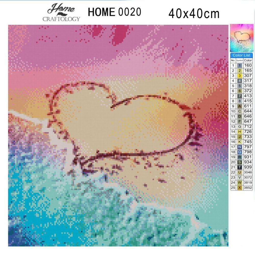 Beach with Heart Drawing - Diamond Painting Kit - Home Craftology