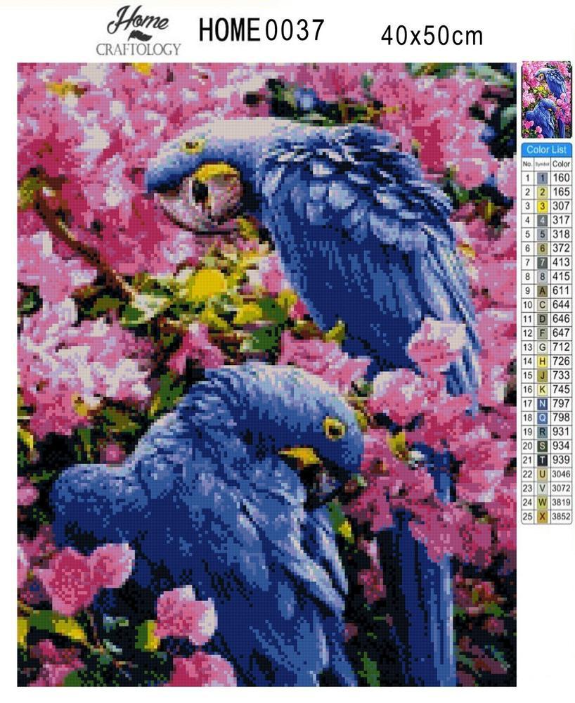 Blue Macaw Birds - Diamond Painting Kit - Home Craftology