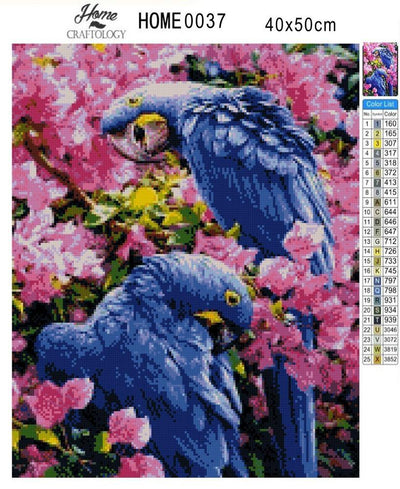 Blue Macaw Birds - Diamond Painting Kit - Home Craftology