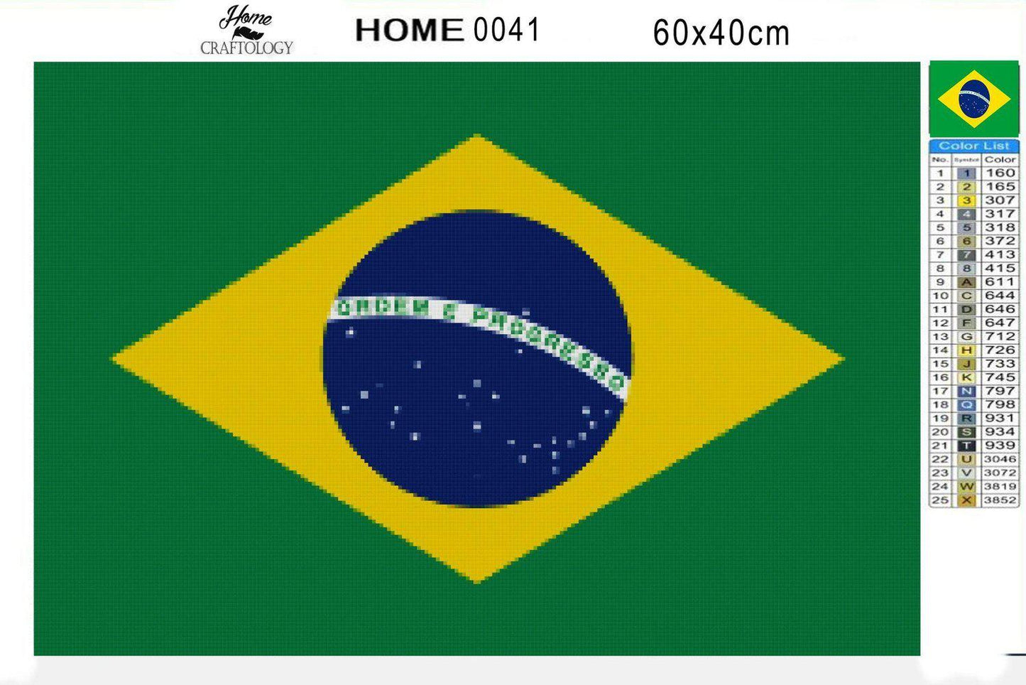 Brazil Flag - Diamond Painting Kit - Home Craftology