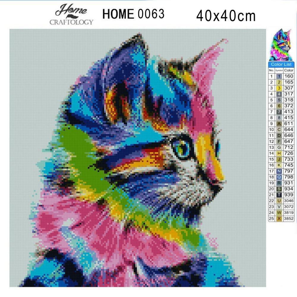 Colorful Cat - Diamond Painting Kit - Home Craftology