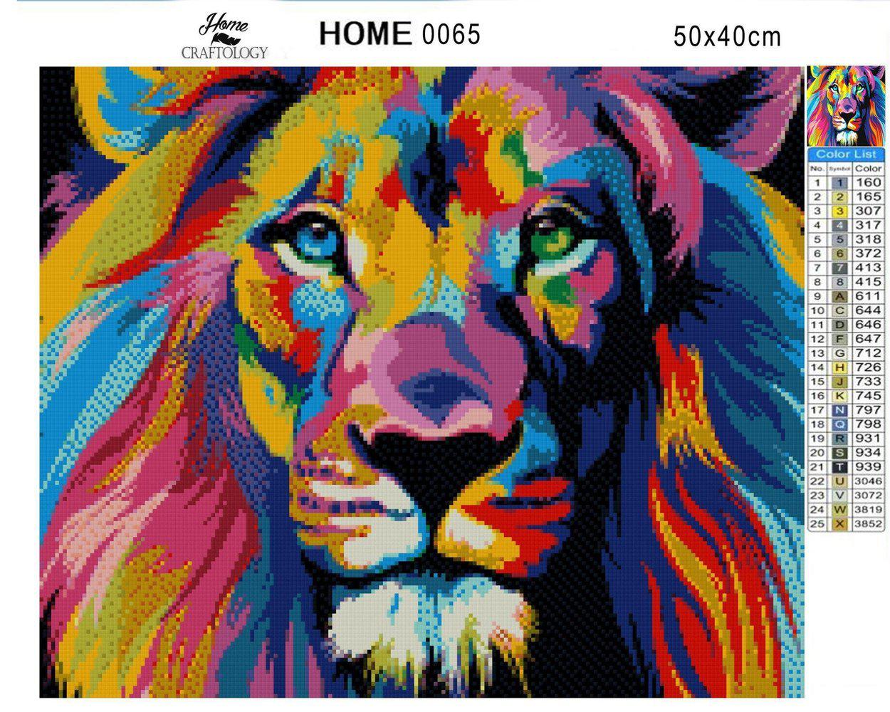 Colorful Lion - Diamond Painting Kit - Home Craftology
