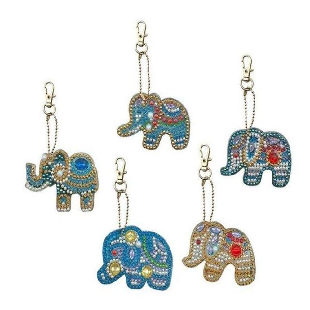 Elephants - Diamond Painting Keychain - Home Craftology