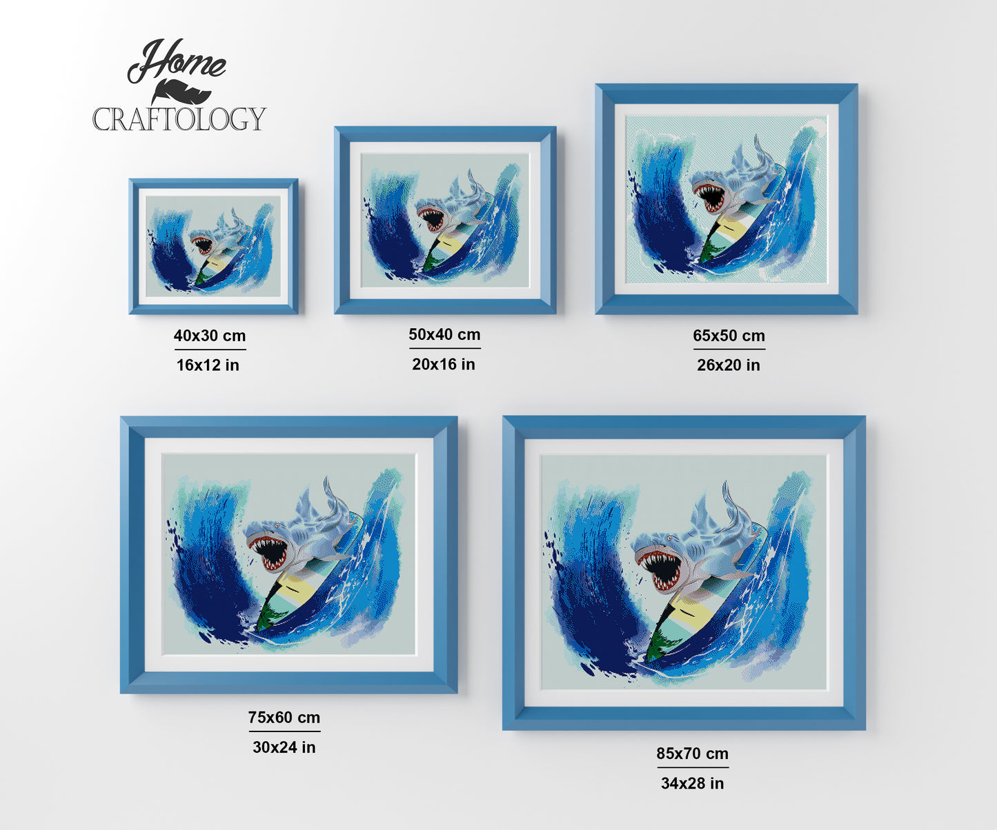 Surfing Shark - Premium Diamond Painting Kit