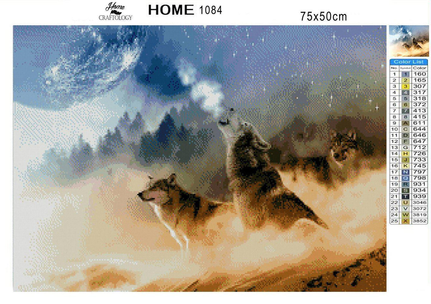 Howling Wolf - Diamond Painting Kit - Home Craftology