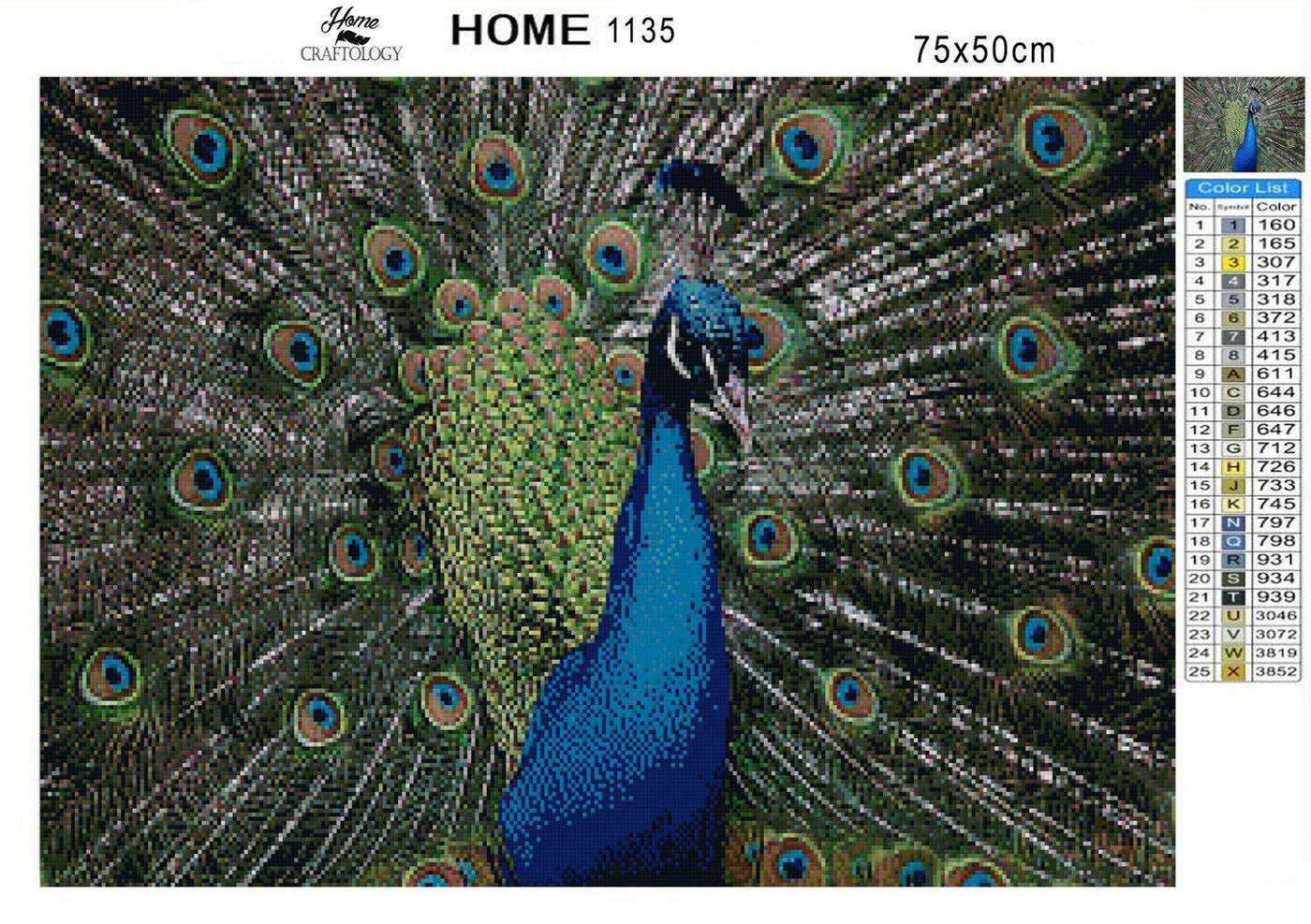 Indian Peafowl - Diamond Painting Kit - Home Craftology