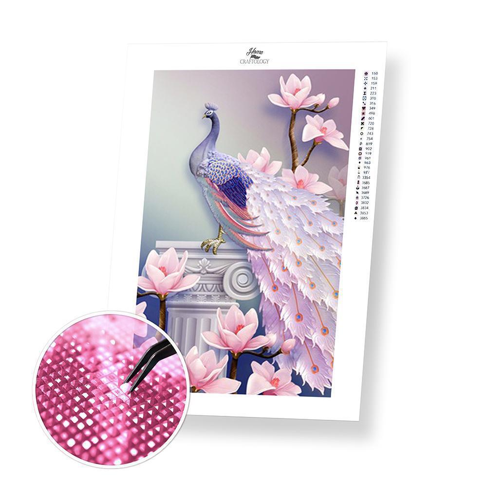Pink and Blue Peacock - Diamond Painting Kit - Home Craftology