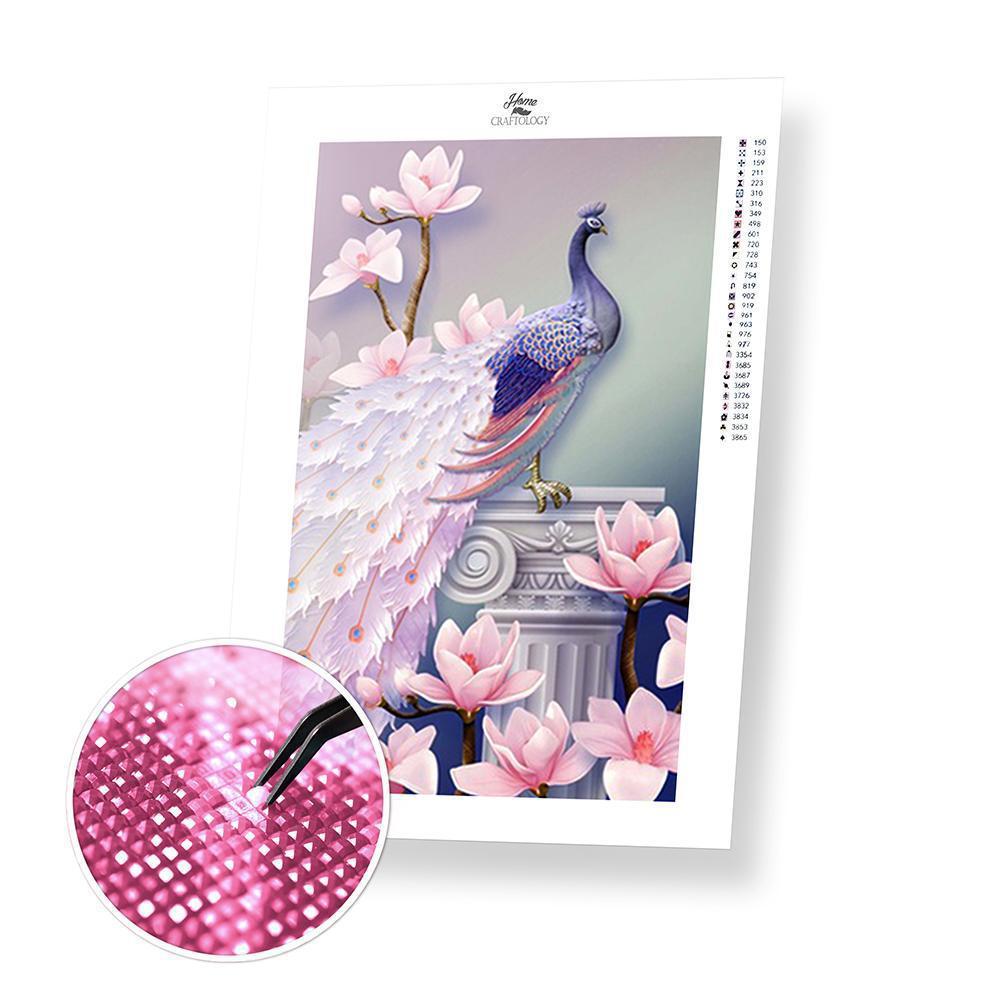 Pink and Blue Peacock - Diamond Painting Kit - Home Craftology