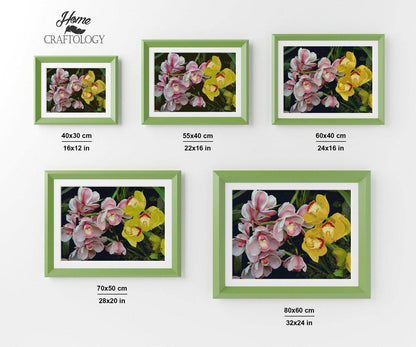 Pink and Yellow Orchids - Diamond Painting Kit - Home Craftology