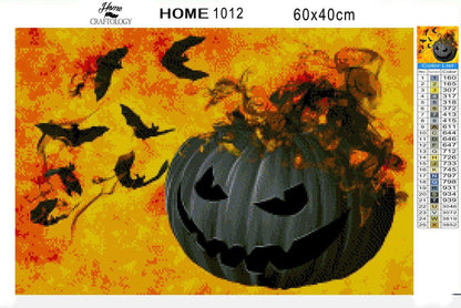 Pumpkin and Bats - Diamond Painting Kit - Home Craftology