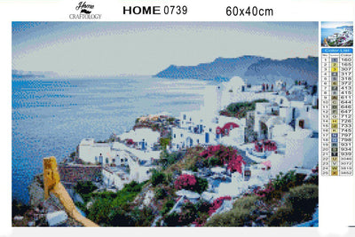 Santorini Oia Village - Diamond Painting Kit - Home Craftology