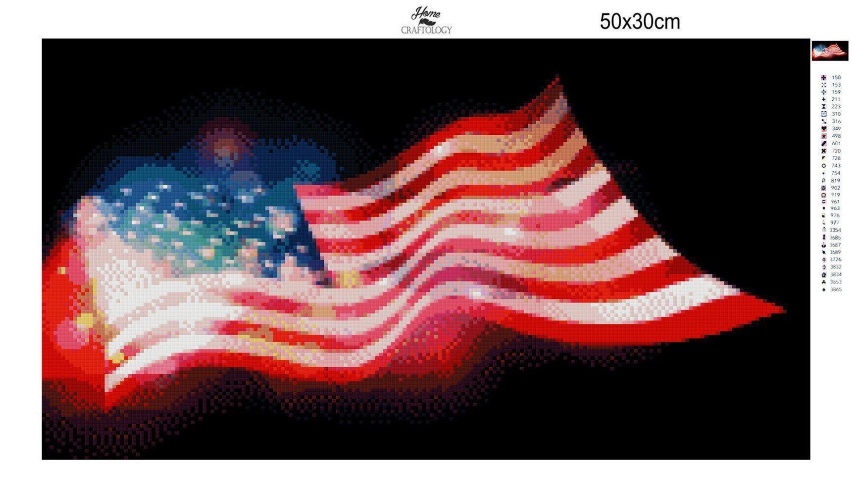 Sparkling USA Flag - Diamond Painting Kit - Home Craftology