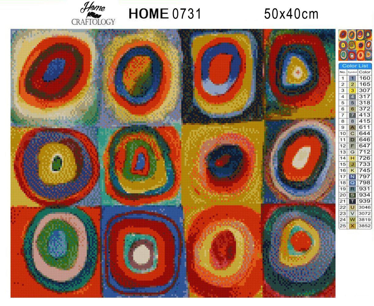 Squares and Concentric Circles - Diamond Painting Kit - Home Craftology