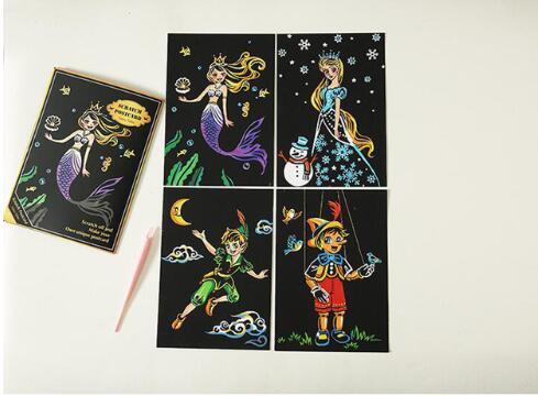 Set of 4 Fairytale Scratch Postcards