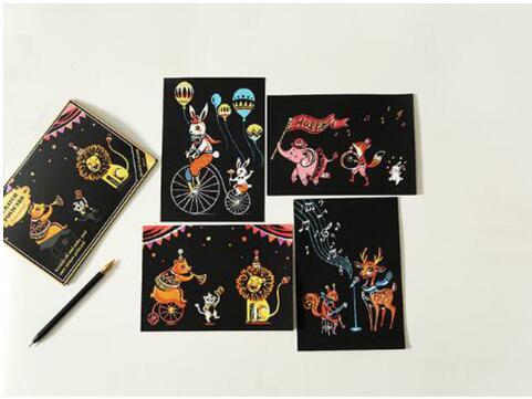 Set of 4 Circus Scratch Postcards