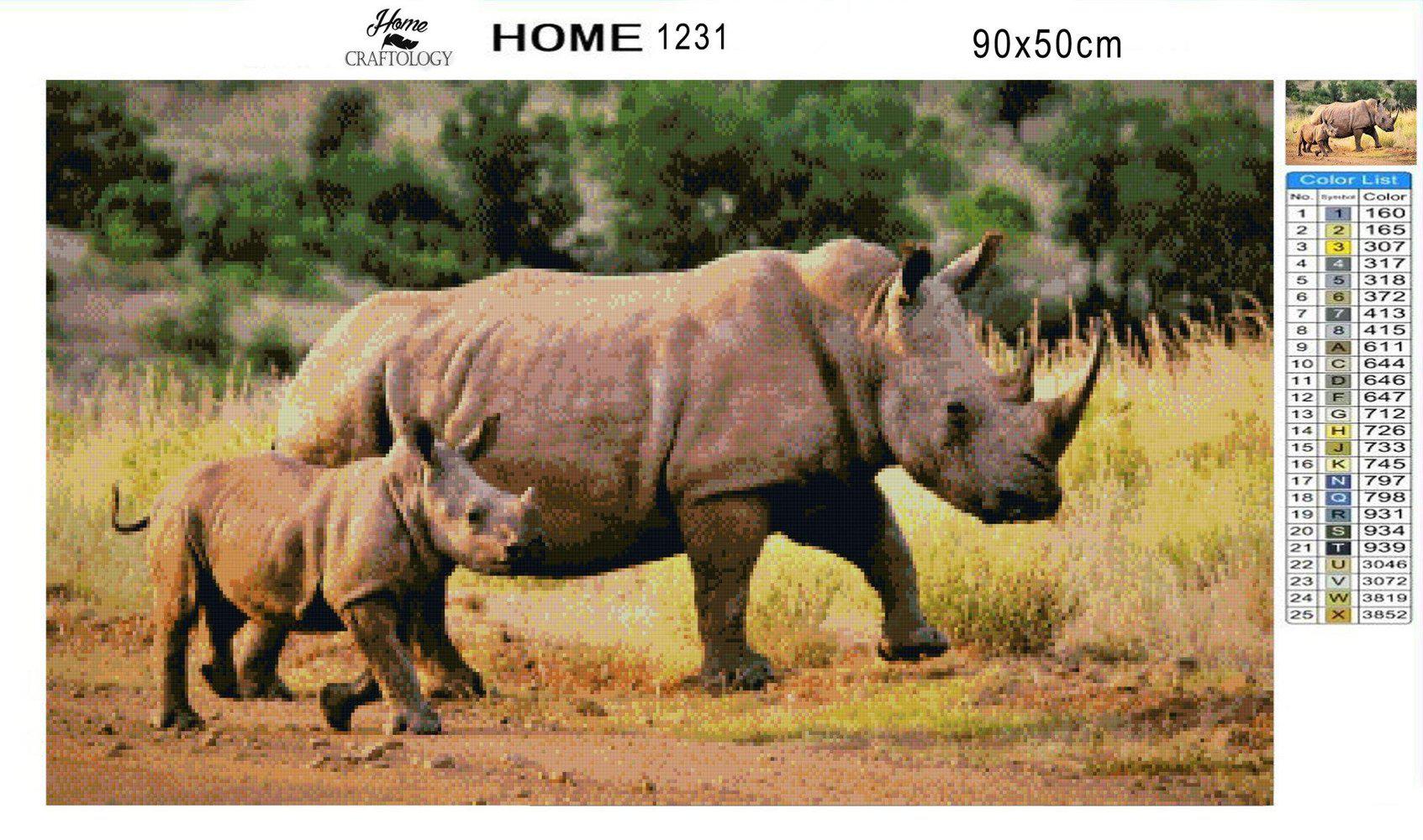 White Rhinos - Diamond Painting Kit - Home Craftology